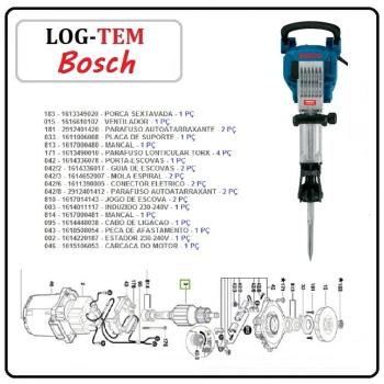 H-3-1-19 / 1614011119 - MOTOR COMPLETO 220 V - MARTELO BOSCH - 11335 - GSH 16-28 - POS.899 - ORIGINAL