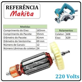 INDUZIDO / ROTOR / MOTOR MAKITA 220 V - 4100 NS - IMPORTADO