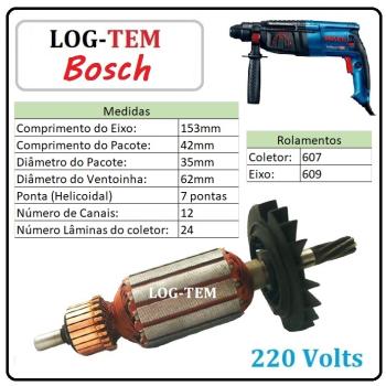 I-1-4-16 / 1614010709 - INDUZIDO / ROTOR / MOTOR - MARTELETE BOSCH 220 V - 11253 - GBH 2-26 - POS.3 - IMPORTADO