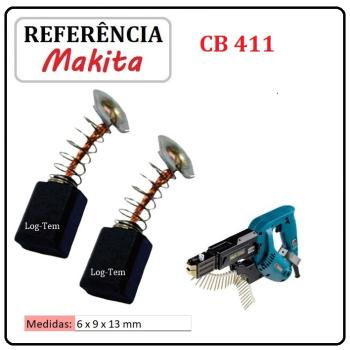 JOGO DE ESCOVA DE CARVÃO - PARAFUSADEIRA  COM ALIMENTACAO AUTOMATICA MAKITA -  195010-1 - CB 411 - 6834