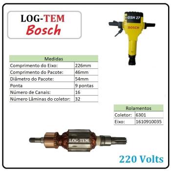 1614011091 - INDUZIDO / ROTOR / MOTOR - MARTELO BOSCH 220 V - 11304 - GSH 27 - POS.803 - ORIGINAL