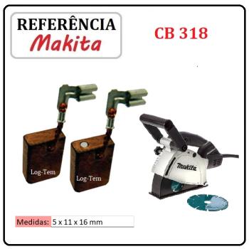JOGO DE ESCOVA DE CARVÃO - CORTADORA PAREDE MAKITA - 194999-0 - CB 318 - SG 1250