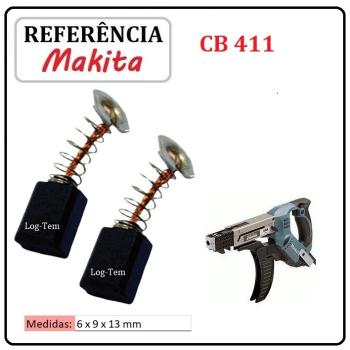 JOGO DE ESCOVA DE CARVÃO - PARAFUSADEIRA  COM ALIMENTACAO AUTOMATICA MAKITA -  195010-1 - CB 411 - 6844