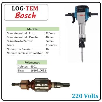 1614011139 - INDUZIDO / ROTOR / MOTOR - MARTELO BOSCH 220 V - 11C0A - GSH 27 VC - POS.803 - ORIGINAL