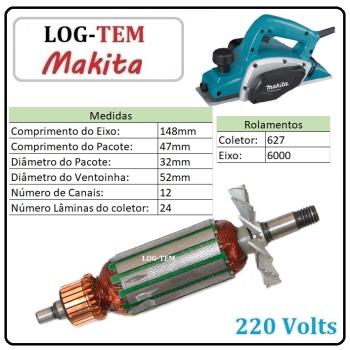 INDUZIDO / ROTOR / MOTOR - PLAINA ELETRICA MAKITA 220 V - 1900 B - IMPORTADO