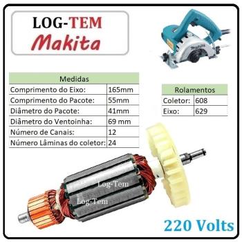 INDUZIDO / ROTOR / MOTOR - SERRA MARMORE MAKITA 220 V - 4100 NS - IMPORTADO