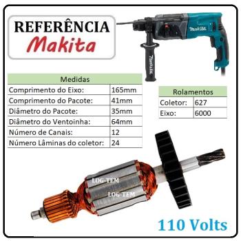 INDUZIDO / ROTOR / MOTOR MAKITA 110 V - HR 2470 - IMPORTADO