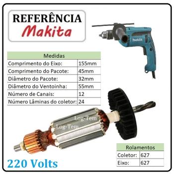 INDUZIDO / ROTOR / MOTOR MAKITA 220 V - HP 1620 - IMPORTADO