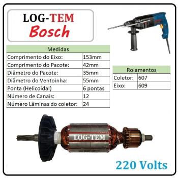 1614010734 - INDUZIDO / ROTOR / MOTOR - MARTELETE BOSCH 220 V - 11228 - GBH 2-24 - POS.803 - IMPORTADO