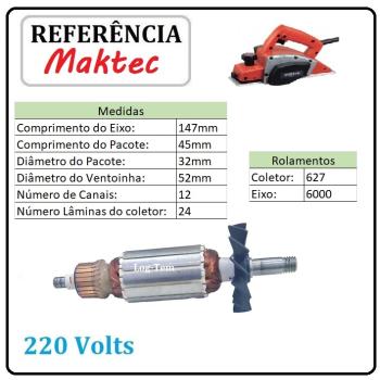 INDUZIDO / ROTOR / MOTOR MAKTEC 220 V - MT 190 - IMPORTADO