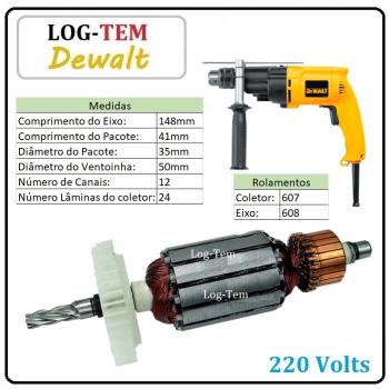 INDUZIDO / ROTOR / MOTOR - FURADEIRA DEWALT 220 V - DW 505 - IMPORTADO