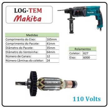 515286-8 - INDUZIDO / ROTOR / MOTOR - MARTELETE MAKITA 110 V - HR 2470 - POS.63 - ORIGINAL