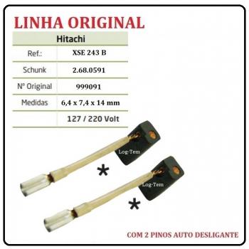 XSE 243 B - ESCOVA DE CARVÃO HITACHI - W 6 VB 3 - C/ 2 PINOS PINOS AUTO DESLIGANTE