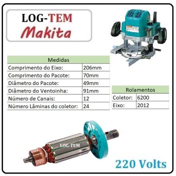 K-1-2-12 / M-2-9 / M-2-14 / INDUZIDO / ROTOR / MOTOR - TUPIA MAKITA 220 V - 3612 BR - IMPORTADO