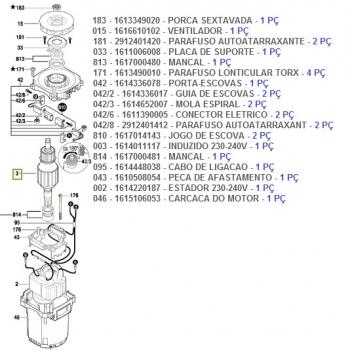 H-3-1-19 /  1614011119 - MOTOR COMPLETO 220 V - 11335 / GSH 16-28 - POS.899 - ORIGINAL