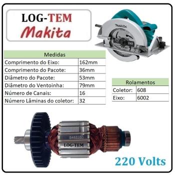 K-2-1-4 / 510068-3 - INDUZIDO / ROTOR / MOTOR- SERRA CIRCULAR MAKITA 220 V - 5007 F - POS.2 - ORIGINAL