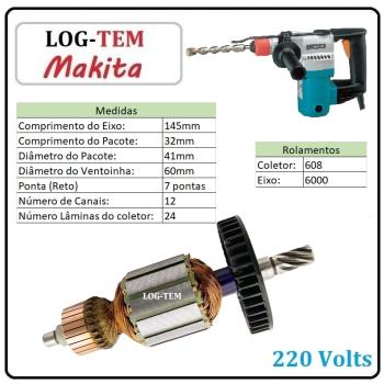 INDUZIDO / ROTOR / MOTOR - MARTELETE MAKITA 220 V - HR 2010 - IMPORTADO