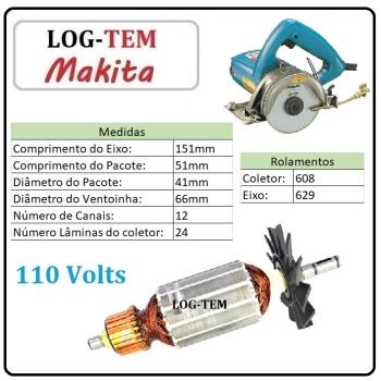 INDUZIDO / ROTOR / MOTOR - SERRA MARMORE MAKITA 110 V - 4100 H - IMPORTADO