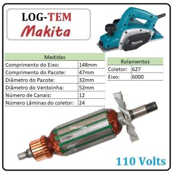 K-1-3-7 / INDUZIDO / ROTOR / MOTOR - PLAINA ELETRICA MAKITA 110 V - 1900 B - IMPORTADO
