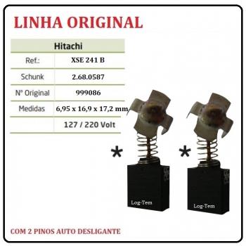 XSE 241 B - ESCOVA DE CARVÃO HITACHI - H 65 SD2 - C/ 2 PINOS PINOS AUTO DESLIGANTE