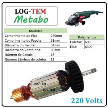 N-3-4-1 / INDUZIDO / ROTOR / MOTOR - ESMERILHADEIRA METABO 220 V - W 23-230 -  POS.9 - IMPORTADO