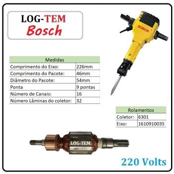 I-2-4-22 / 1614011091 - INDUZIDO / ROTOR / MOTOR MARTELO BOSCH 220 V - 11304 - GSH 27 - POS.803 - IMPORTADO