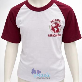 CAMISETA BRANCA C/MANGA BORDÔ -   GERAÇÃO