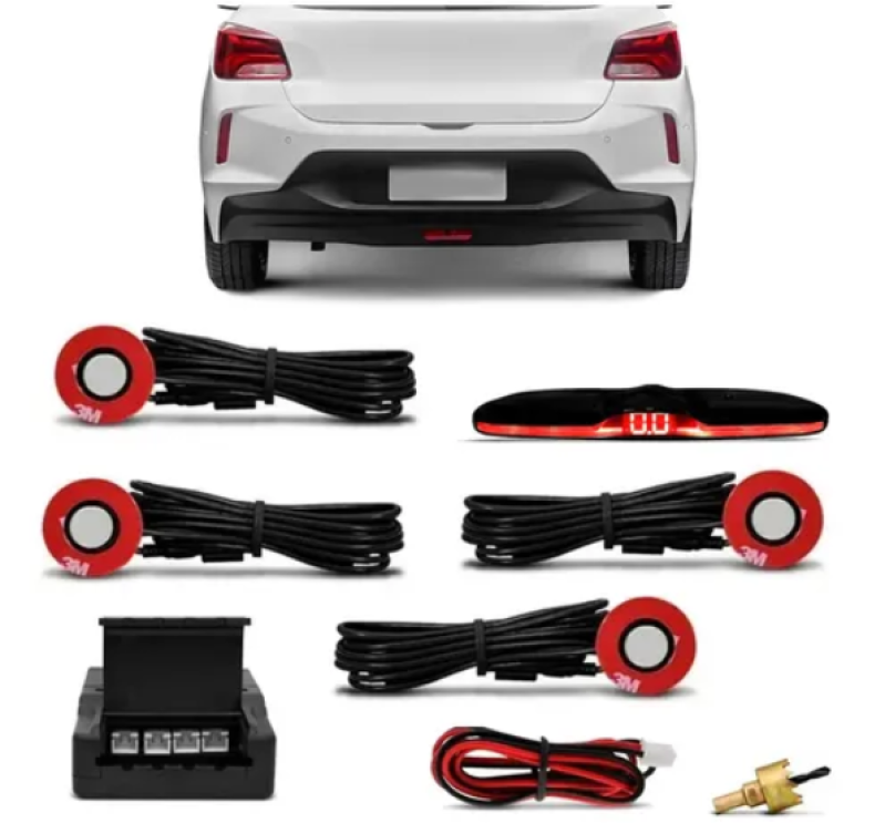 SENSOR DE ESTACIONAMENTO C/ DISPLAY SLIM OEM BRANCO 16,5MM