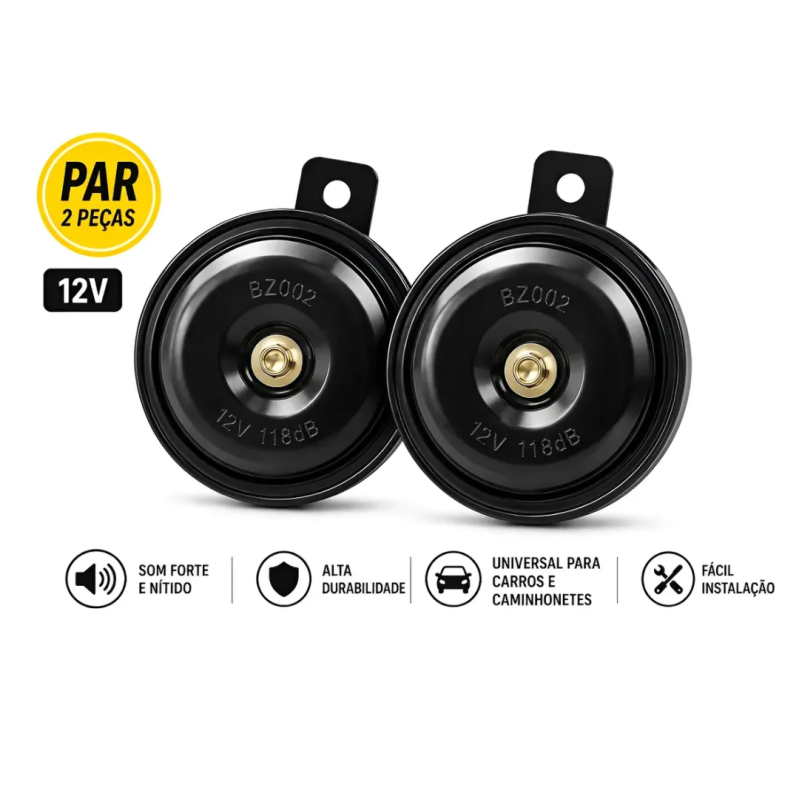 BUZINA UNIVERSAL PAR 12V 77MM 430/370HZ PAQUERINHA