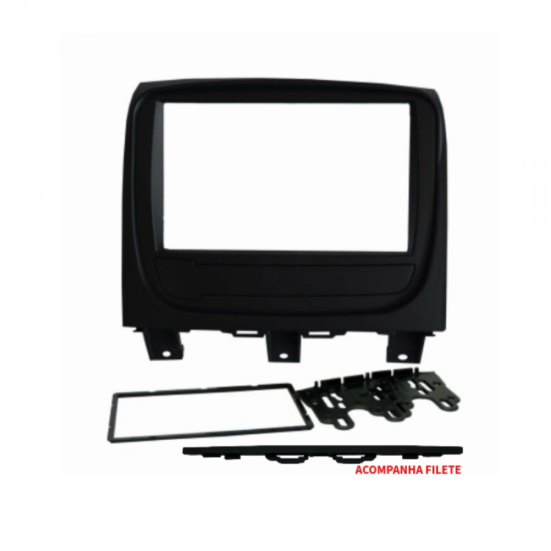 MOLDURA 2 DIN FIAT PALIO WAY 14/18 - PRETA