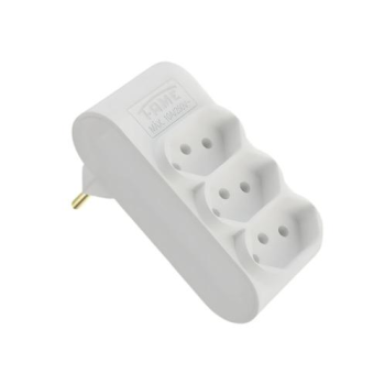 PLUGUE MULTIPLICADOR E1 2P+T 10A BRANCO R.4107-0 - FAME