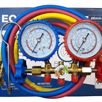 CONJUNTO MANIFOLD R22/R134/R404A C/ MANG 1/4SAE 0.9M C/ VISOR MANOMETRO 68MM  EOS8013A