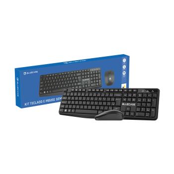 KIT TECLADO E MOUSE SEM FIO BLUECASE PRETO BMTW01