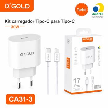 Carregador completo tipo c tipo c 30W gold CA31-3