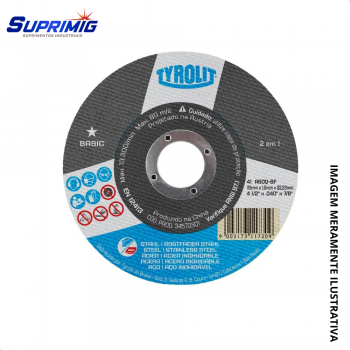 DISCO CORTE 4.1/2 X 1.0 BASIC TYROLIT CINZA CX 50 UND - 34570301