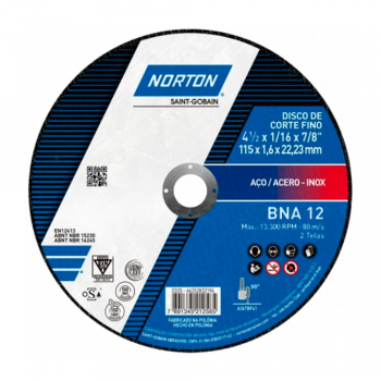 DISCO CORTE 4.1/2 X 1,6 BNA12 NORTON CX 25 UND. 66252843680