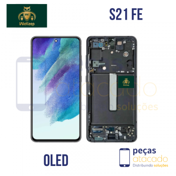 S-0388 FRONTAL SAMSUNG S21 FE COM ARO PRETA OLED WE KEEP
