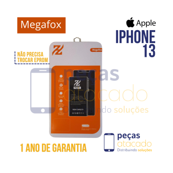 BA-0054 BATERIA MEGAFOX IPHONE 13 (NAO PRECISA TROCAR EPROM) (1 ANO DE GARANTIA)