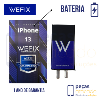 BA-0730 BATERIA WEFIX IPHONE 13 (A2631) ANATEL (SEM FLEX) (1 ANO DE GARANTIA)