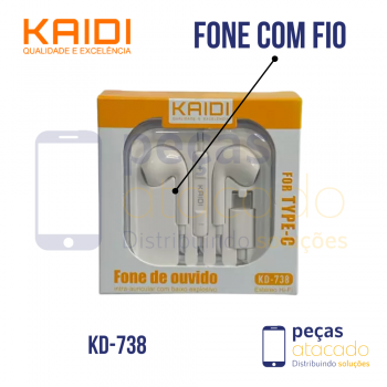 FONE DE OUVIDO KAIDI COM FIO TIPO C (KD-738)