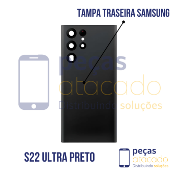 N-0216 TAMPA TRASEIRA SAMSUNG S22 ULTRA (SM-S908) PRETO