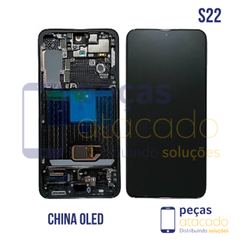 S-1250 FRONTAL SAMSUNG S22 (S908) COM ARO PRETO ORIGINAL CHINA OLED