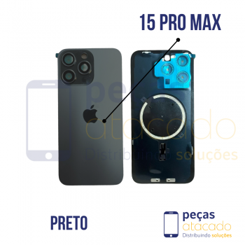 TAMPA TRASEIRA IPHONE 15 PRO MAX PRETO COMPLETA