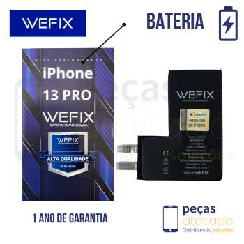 BA-0727 BATERIA WEFIX IPHONE 13 PRO (A2643) ANATEL (SEM FLEX) (1 ANO DE GARANTIA)