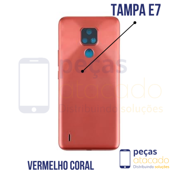 TAMPA TRASEIRA MOTOROLA E7  VERMELHO CORAL