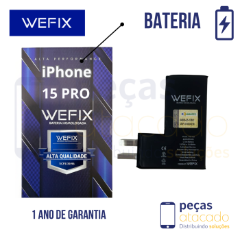 BA-0731 BATERIA WEFIX IPHONE 15 PRO ANATEL (SEM FLEX) (1 ANO DE GARANTIA)