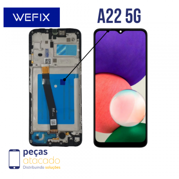 S-0429 FRONTAL SAMSUNG A22 5G (SM-A226) COM ARO PRETO WEFIX IPS