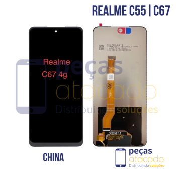 S-0097 FRONTAL REALME C55 | C67 | 11 5G | 11X 5G SEM ARO PRETO ORIGINAL CHINA IPS
