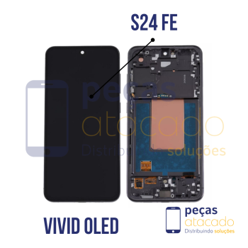 S-1055 FRONTAL SAMSUNG S24 FE COM ARO PRETO VIVID OLED