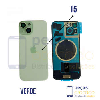 TAMPA TRASEIRA IPHONE 15 VERDE COMPLETO